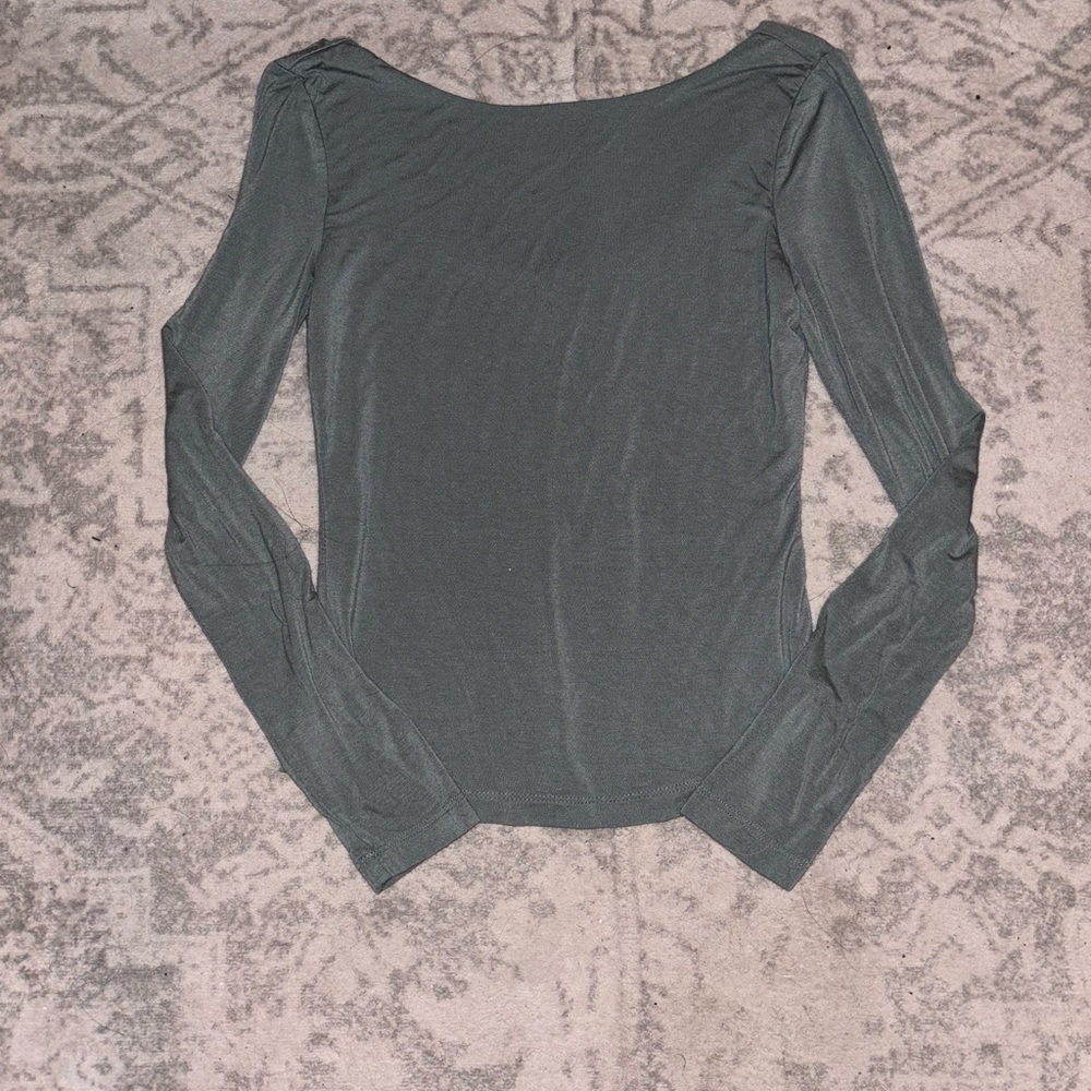 Elegant Long Sleeve Olive Green Top